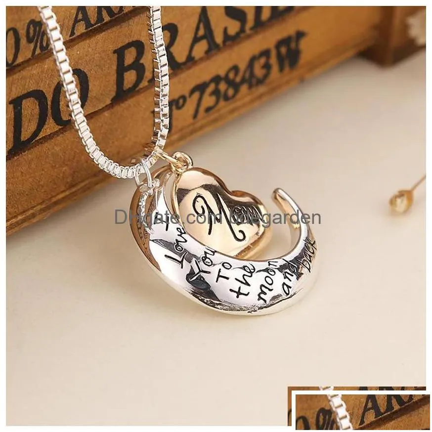 pendant necklaces i love you to the moon and back mom necklace mother day gift wholesale fashion jewelry n113 drop delivery pendants