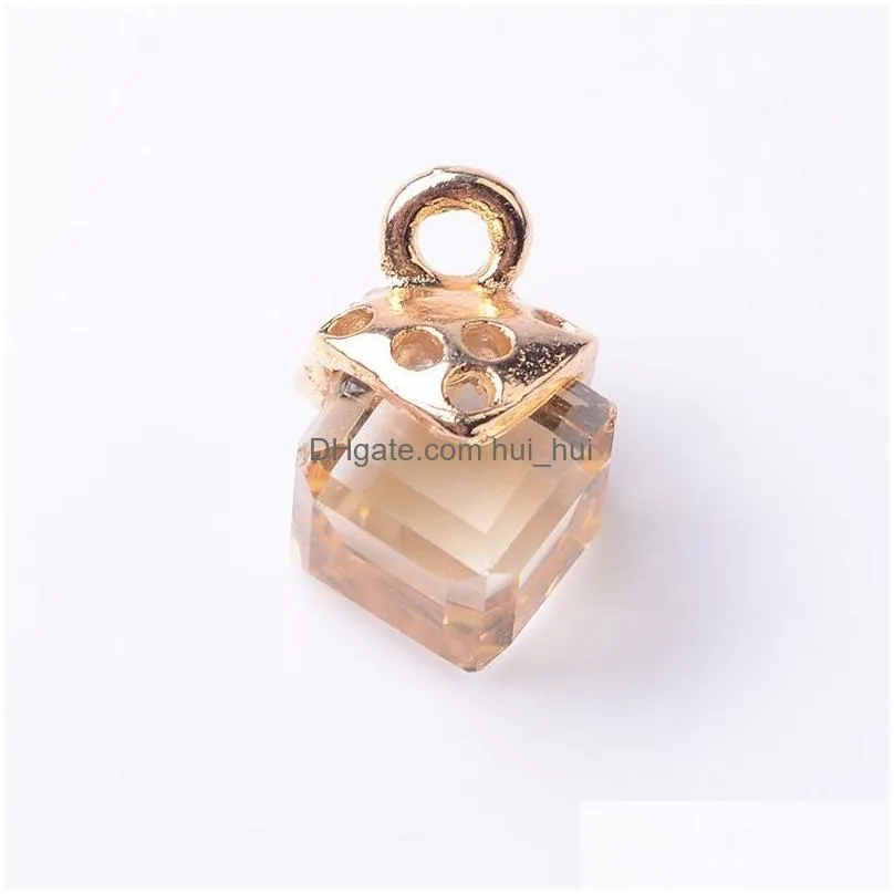 crystal glass faceted pendants square shape charms diy jewelry making necklaces earrings accessories