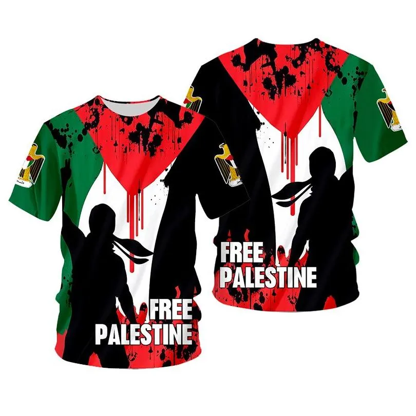  palestine flag 3d t shirt women men kids summer fashion o-neck short sleeve funny tshirt graphics tees streetwear