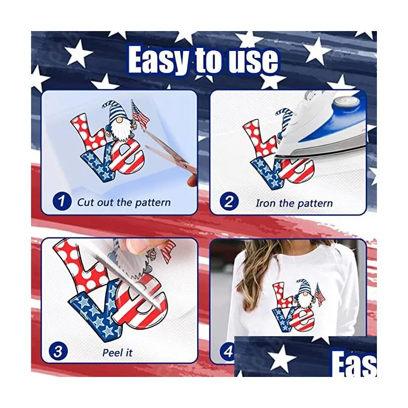 notions american flag stickerses 4th of july heat transfer sticker decals diy t shirt jeans backpacks clothing hat decoration