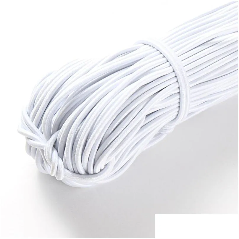 sewing notions high quality round elastic band cord elastics rubber white black stretch rope for sew garment diy accessories 1mm 2mm 3mm 4mm