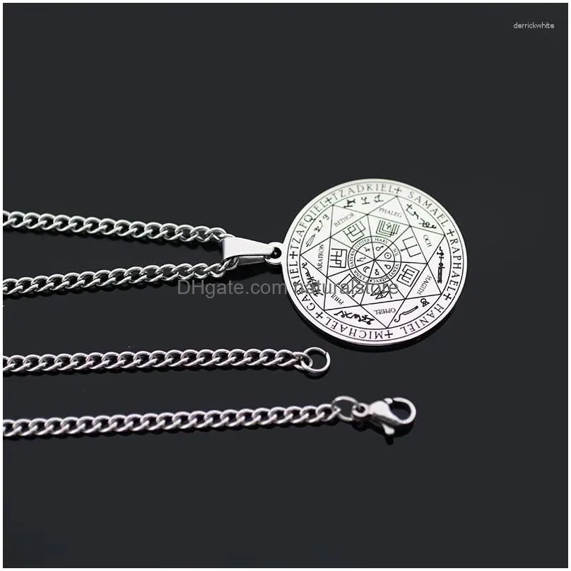 Pendant Necklaces Stainless Steel 7 Archangels Amet For Men Women Vintage Rune Summon Magic Ag Neck Chain Jewelry Dhwc4