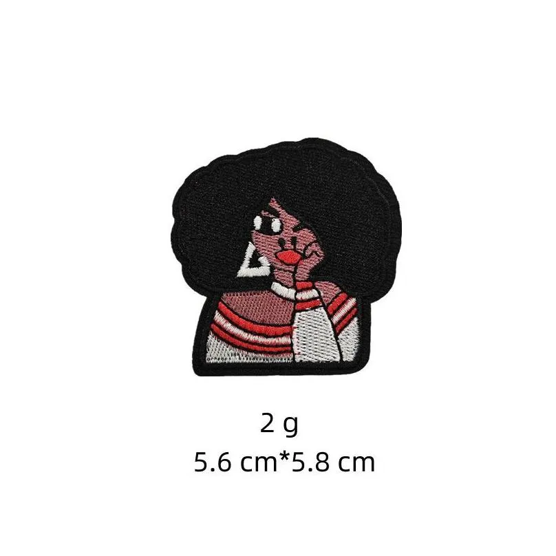 notions 20 pcs black girl embroidered for clothing cute afro girl iron ones applique for clothes dress shoes hats bags diy