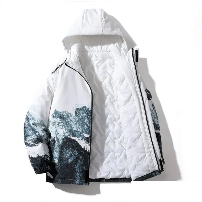 hip hop parka bandanna print winter thick warm windproof jacket mens bomber unisex womens streetwear coat casual chic
