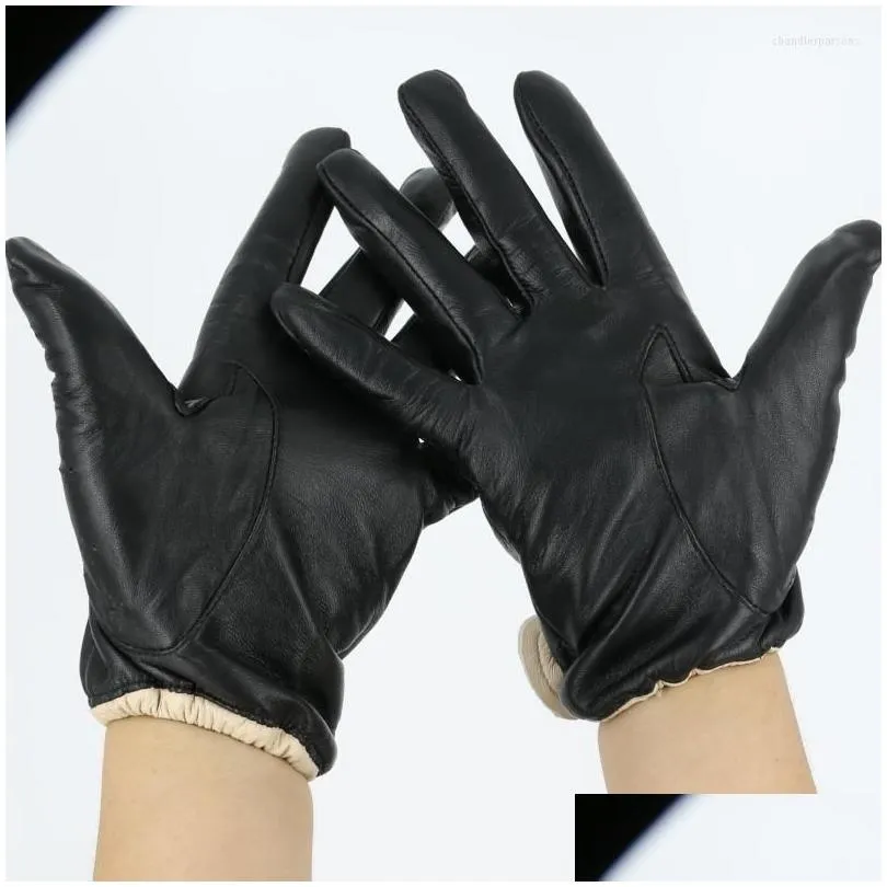 Five Fingers Gloves Five Fingers Gloves Butterfly Women Genuine Leather Touch Perforated Thin Section Sheepskin Driving Wrist Winter M Dhkiv