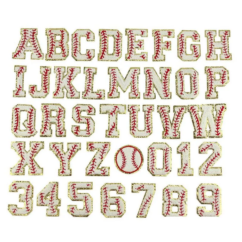 sewing notions a-z softball letter iron on glitter towel embroideryes alphabet applique for diy clothing hats garment accessories size