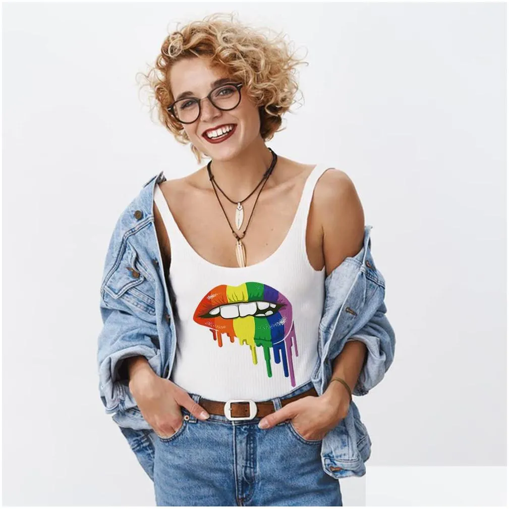 notions pride day iron on transferes rainbow lips heart stickers washable heat transfer vinyl decals lgbt gay pride parade party clothes diy supplies