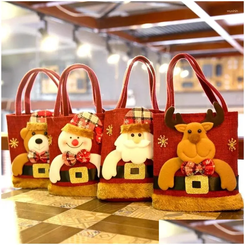 Christmas Decorations Christmas Decorations Santa Claus Snowman Deer Gift Bag Childrens Candy Handbag Merry Decor Hand Package Year Ho Dhudk