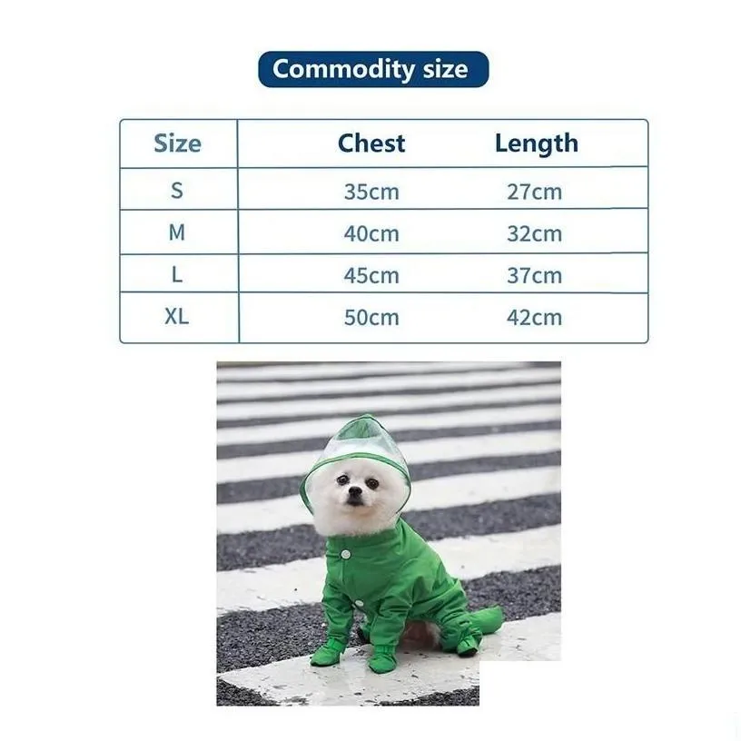 Dog Apparel Raincoat Outdoor Pet Jumpsuit Rain Coats Waterproof Clothes Jacket Boots Shoes For Small Cat Chihuahua S-Xldog Drop Deli