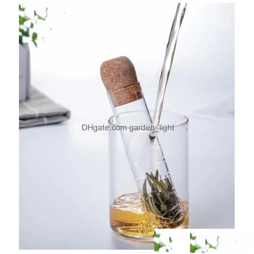Tea Strainers Tea Strainers Creative Glass Tube Design Fancy Filter Herb Kitchen Accessories Inventory Wholesale Drop Delivery Home