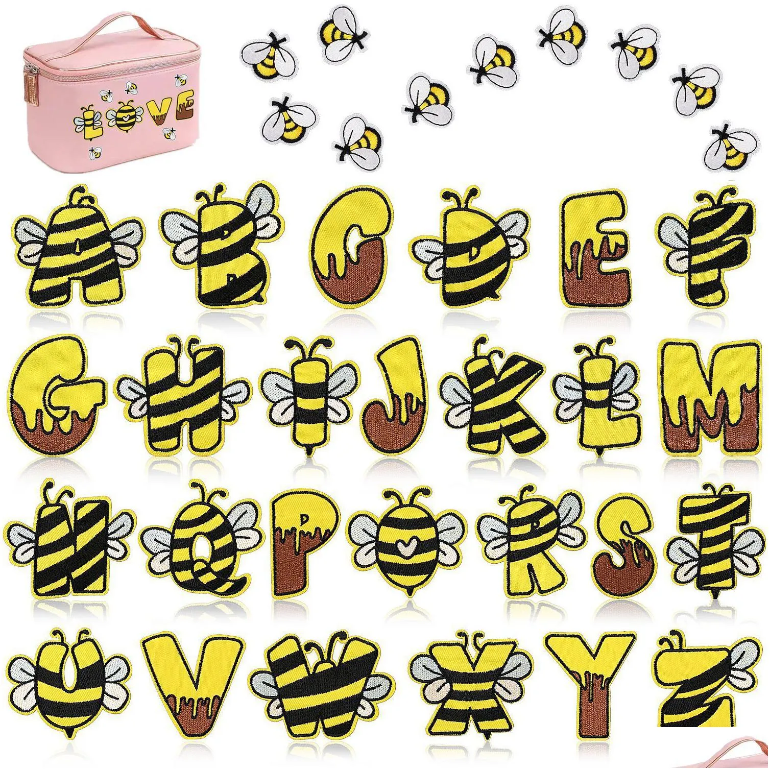 5.5cm bee emborideredes sewing notion cute cartoon bee elements letters a-z iron ones for bags jackets t-shirt hats clothes diy decoration