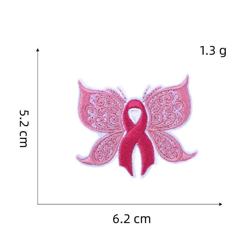 notion iron ones small breast cancer awareness pink heart sew on embroidered appliques machine embroidery needlecraft sewing