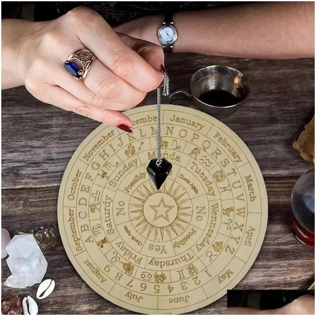 15/25cm wooden pad pendulum board with moon star divination healing meditation board energy carven plate ornaments metaphysical altar