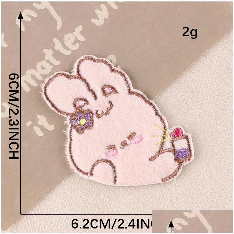 notions rabbit iron ones for clothing decorations pink cute bunnies self adhesion embroidered appliques for jeans jackets backpacks pillow diy