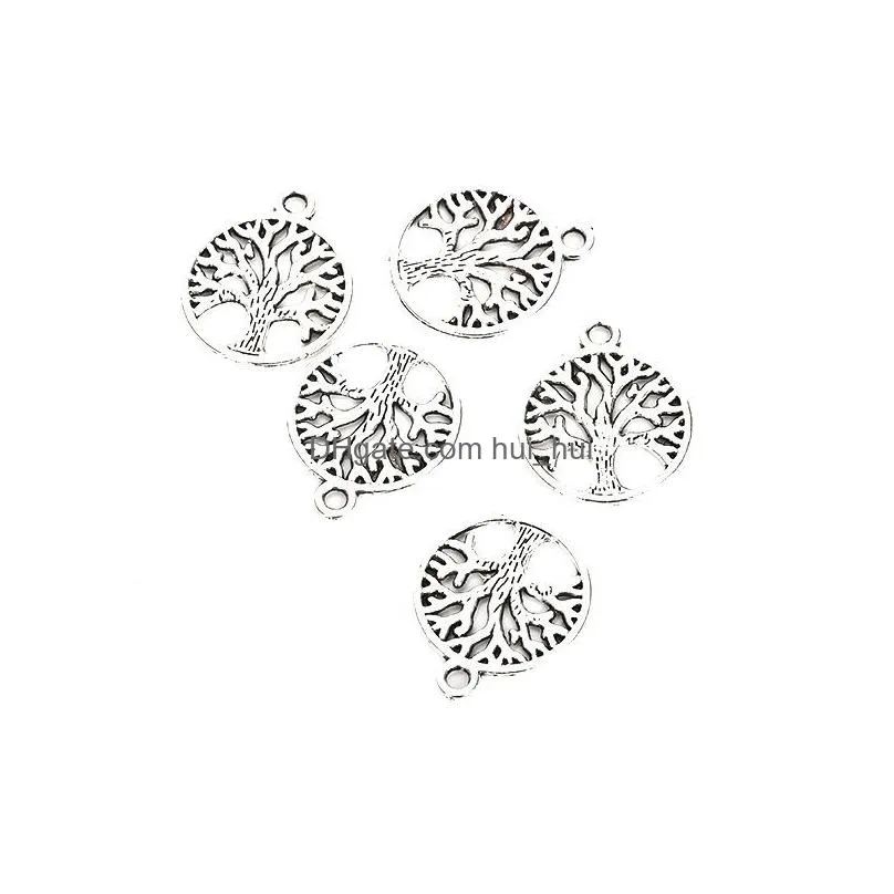 100pcs lot vintage tibetan silver tree of life charms pendants 24mm charms for jewelry making diy bracelet necklace223w