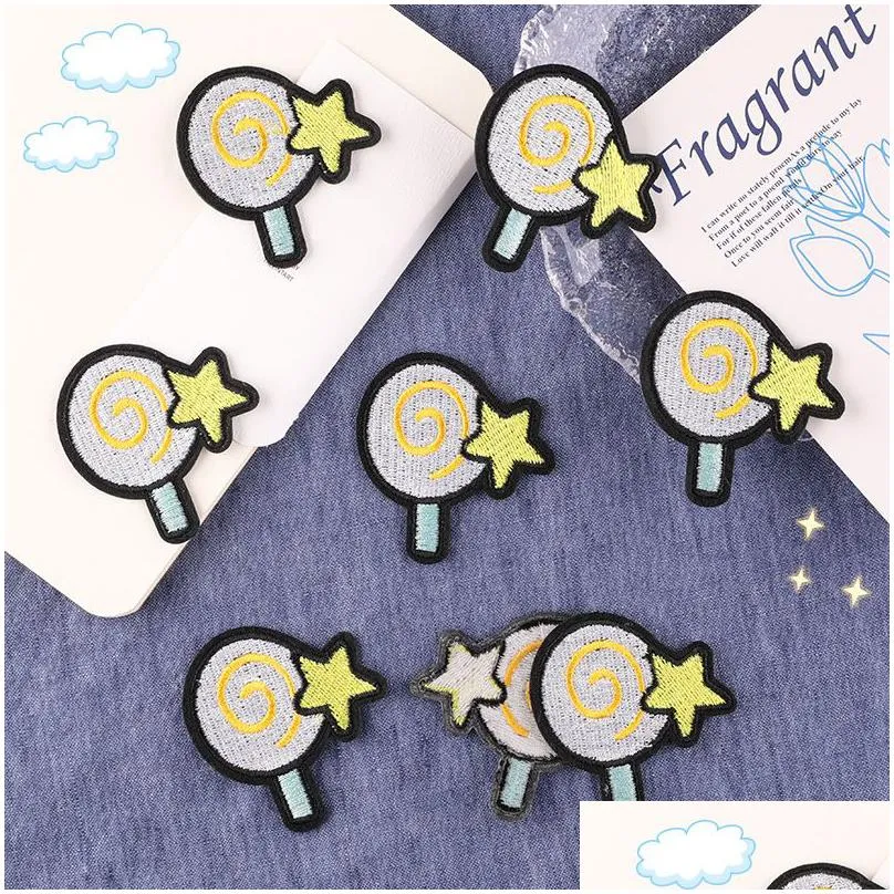 lollipop star embroideredes sewing notions cute candy iron ones for kids clothing jacket diy sew appliques decorative
