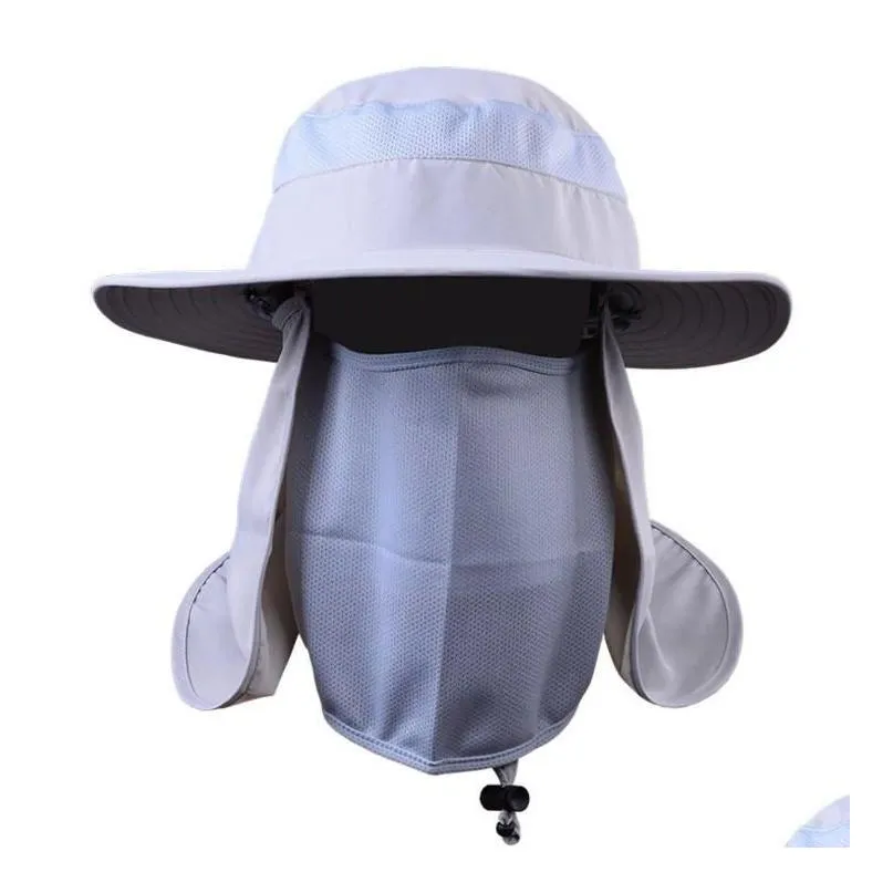 Party Hats Summer Fishing Hat Outdoor Sport Fisherman Sun Protection Cap Neck Face Flap Fashion Wide Brim Home Garden Festive Party Su Dh3Wt