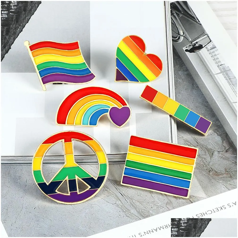 creative rainbow colors gay lesbian brooch for men women peace alloy suits dressing pins brooch fashion jewelry badge accessories gift