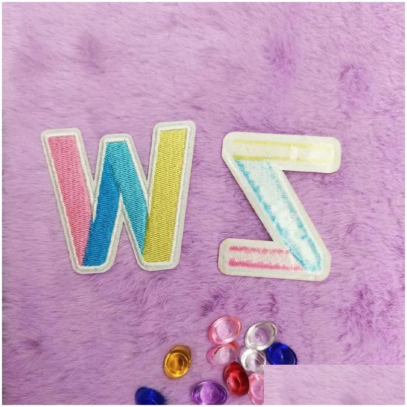 notions colorful letter embroidered iron ones sew on alphabet a to z appliques sticker for hats shoes jackets diy craft sewing