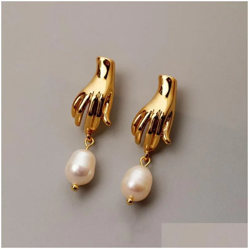 Stud Stud Earrings Real Baroque Pearl Earring 18K Gold Plated 925 Sier Needle Exquisite Elegant Women Jewelry Luxury Fashion Quality G Dhxxc