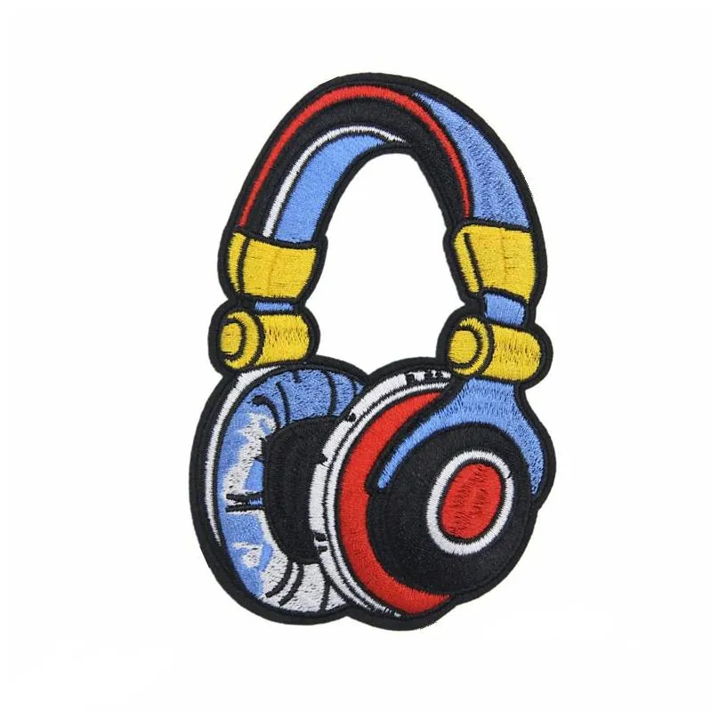 notions iron ones for jeans jackets backpacks hip hop music series embroidery player headphone symbol garment appliques assorted size