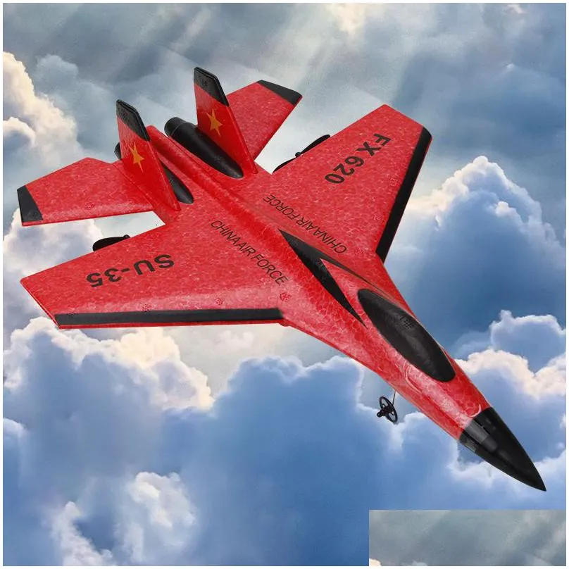 Electric/Rc Aircraft Rc Foam Su-35 Plane 2.4G Radio Control Glider Remote Fighter Airplane Boys Toys For Children Otri4