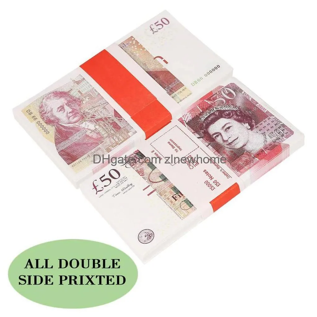 Other Festive Party Supplies Printed Money Toys Uk Pounds Gbp British 50 Prop Toy Fl Print Copy Banknote For Kids Christmas Dhycl
