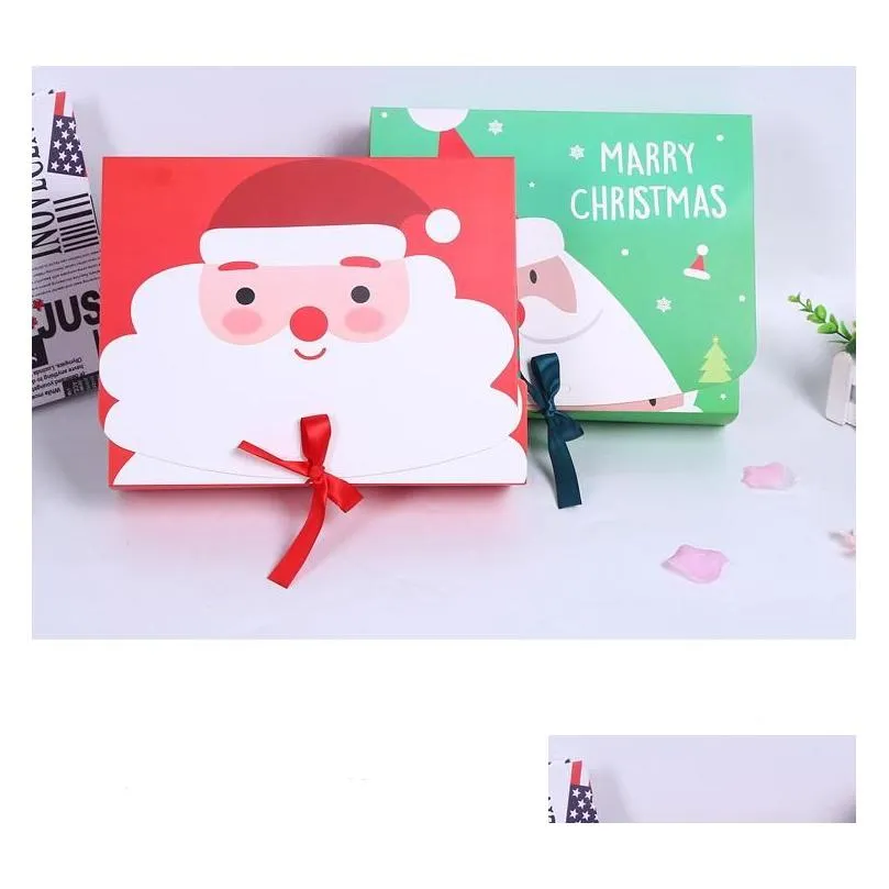 Other Event & Party Supplies Christmas Eve Gift Boxes Xmas Candy Large Box Santa Claus Paper Case Design Printed Packing Activity Deco Dh0Of