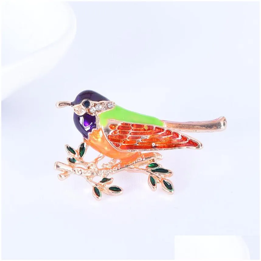 fashion animal bird brooch for women branch painting oil alloy pins men diamond clothing brooches pins jewelry accessories