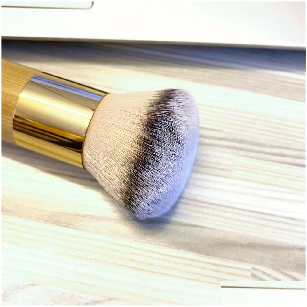 the buffer airbrush finish bamboo foundation makeup brush - dense soft synthetic hair flawless finishing beauty cosmetics brush tool