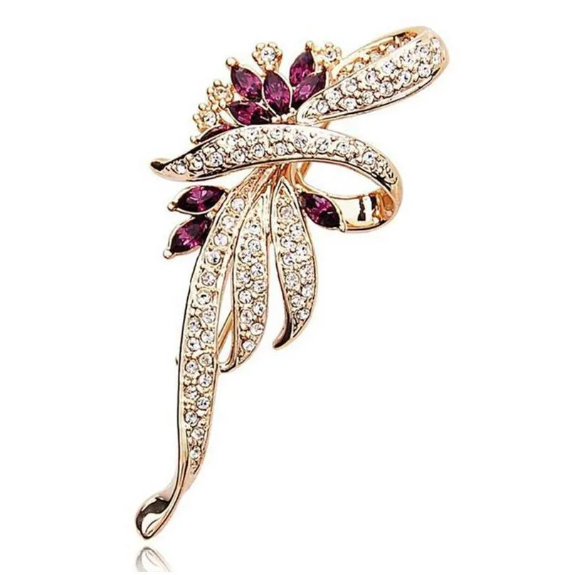 korean version womens purple horse eyes brooches pin crystal corsage working lady brooch accessories lady wedding bride pins jewelry