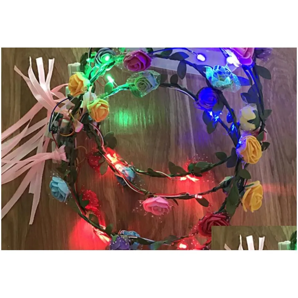 Party Decoration Led Light Up Party Glasses Flower Crown Decoration Glow In The Dark Flashing Headband Eyewear For Wedding Birthday Fe Dhvdf