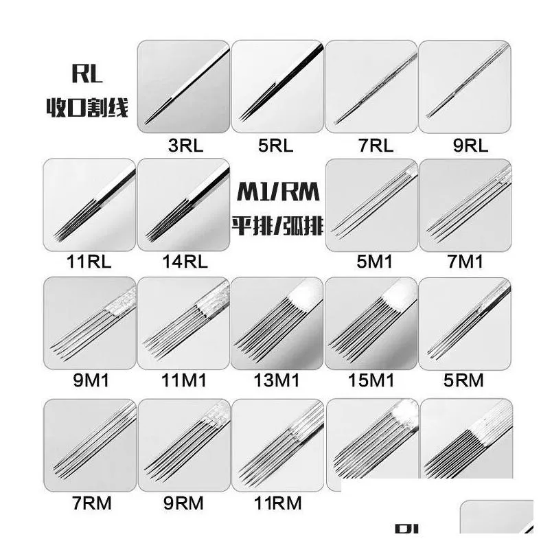 10 mix tattoo needle m1//rs/rl tattoo gun liner shader supplies disposable semi-permanent makeup cartridge needles set