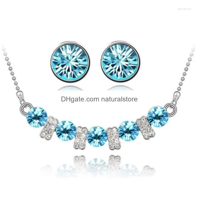 Necklace Earrings Set Asutrain Crystal Mti Colorf Fashion Jewelry Wed Zircon Romantic Lover Gifts Drop Quality Dhtp7