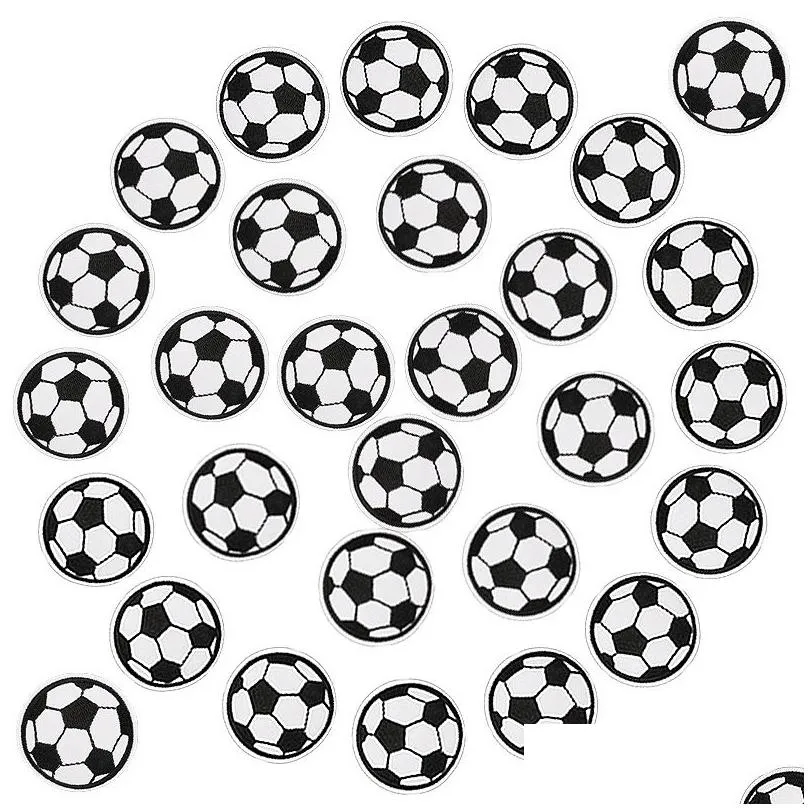 notions various sizes soccer embroideredes black white ball iron on for clothing jackets bags diy football sports sticker sewing craft