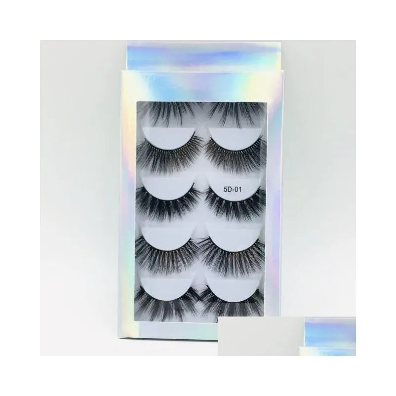 5 pairs 3d faux mink hair soft false eyelashes fluffy wispy thick lashes handmade soft eye makeup extension tools