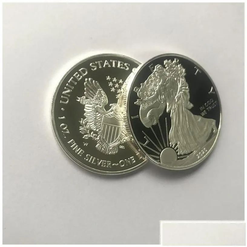 Arts And Crafts 10 Pcs Non Magnetic Statue 1Oz Sier Plated 40 Mm Commemorative American Decoration Currency Collectible Coin Drop De