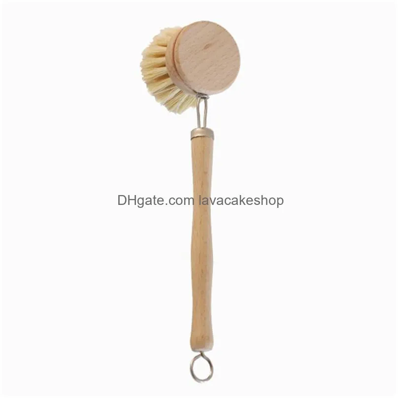 Wooden Handle Cleaning Brush Kitchen Household Beech Wood Long Dish Tool Fy2680 P1125 Wwjy Dhfkg