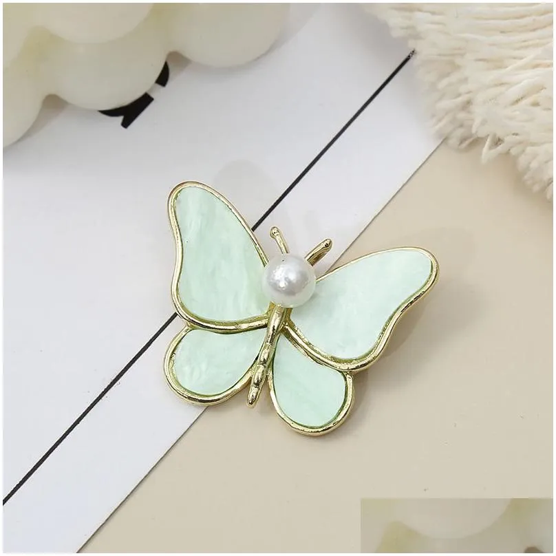 korean version super pearl butterfly brooches womens simple alloy brooch pin pretty diy clothing gift accessories bulk price