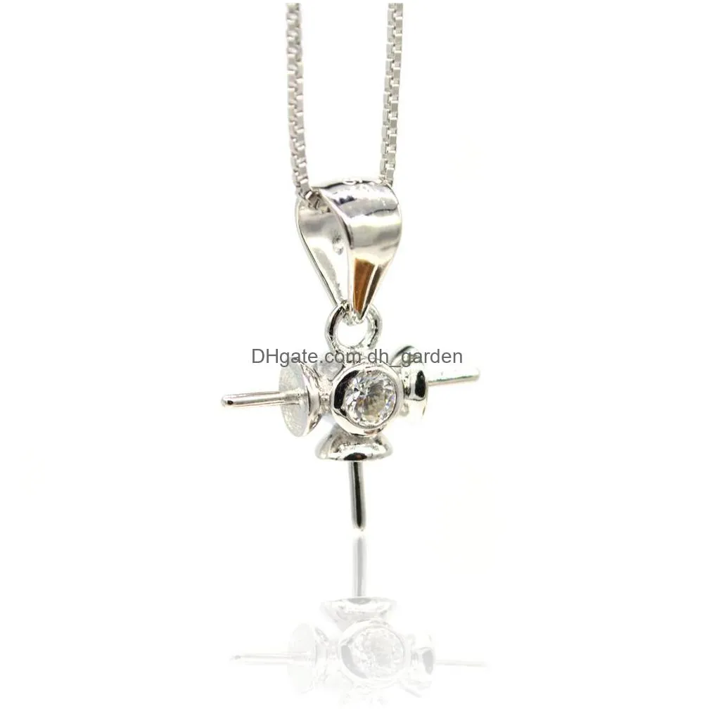 s925 sterling silver pendant accessories pearl silver mounts wholesale sterling silver pearl neck drop hole zircon snowflake