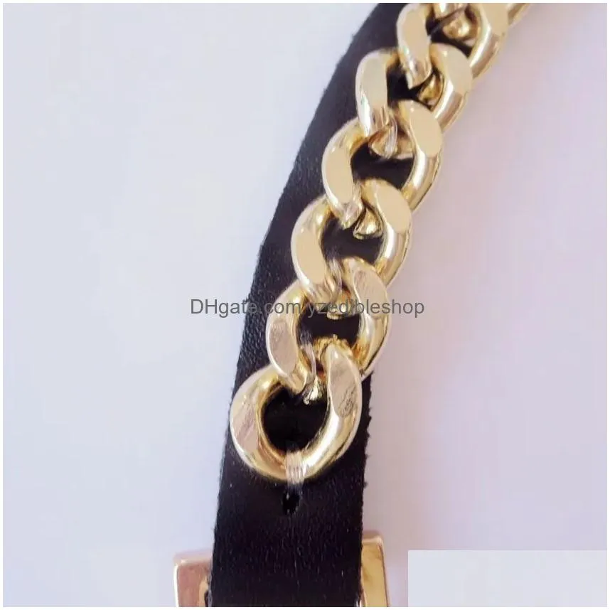 leather necklace gold chain necklacepunk necklace black fashion collar necklace wholesale fashion necklace