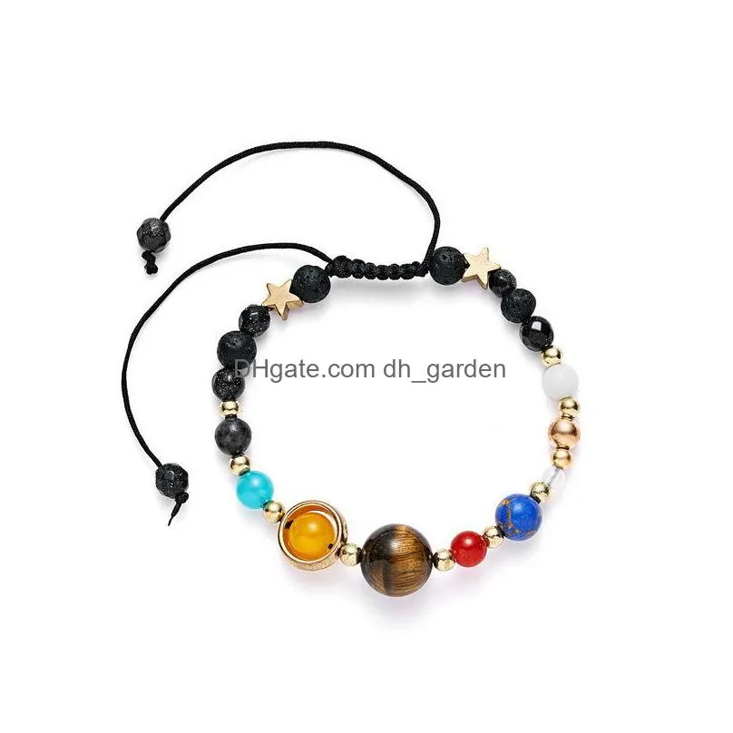 eight planets of the solar system natural stones lava stone strands woven bracelet fashion hand woven bracelets