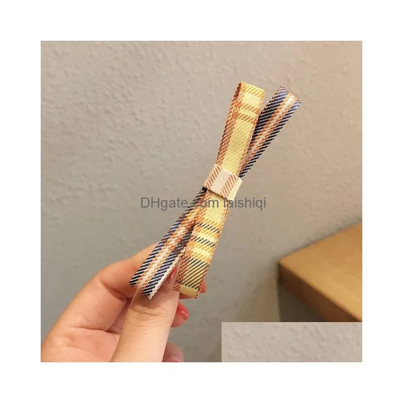 korean style bow plaid hairpin clip colorful fabric hairpins female hair clip vintage multicolor hairpin accessories for women