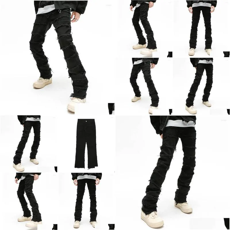 mens jeans mens retrowork flared pants grunge wild stacked ripped long trousers straight y2k baggy washed faded for men