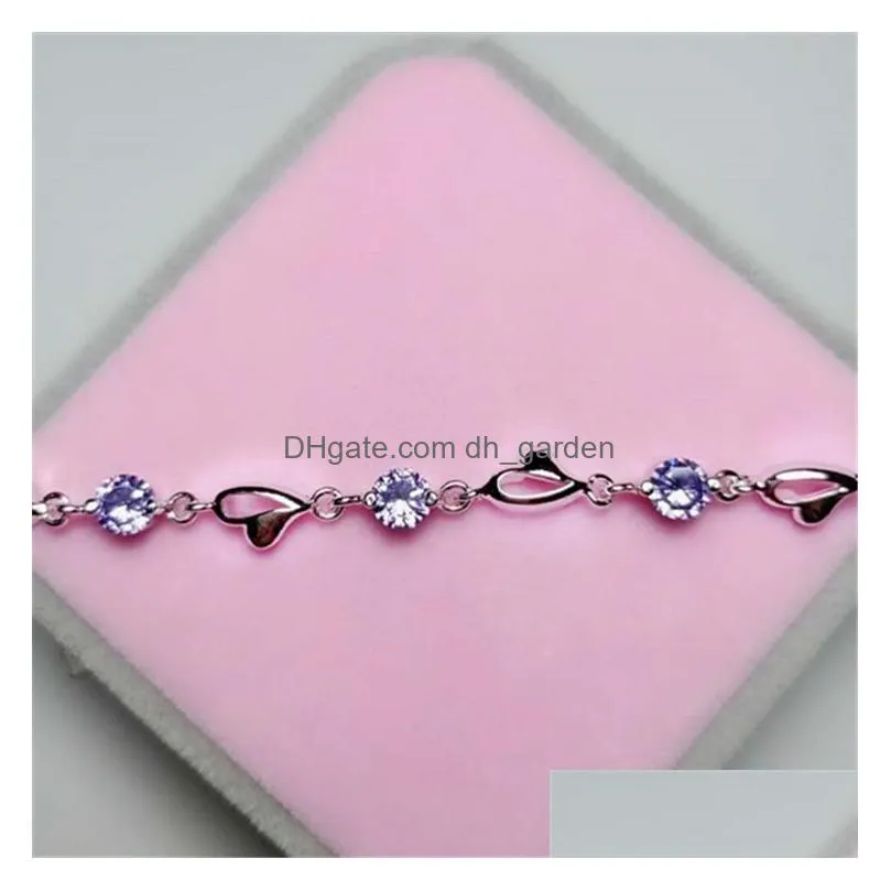 silver plated new ocean heart bracelet strands female blue diamond crystal bracelets fashion personalized jewelry