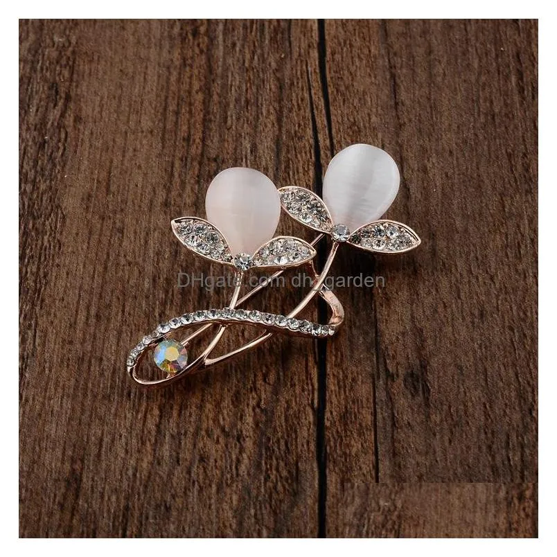cr jewelry new opal brooch popular flower brooches pins female fashion creative clothing accessories manufacturers wholesale 
