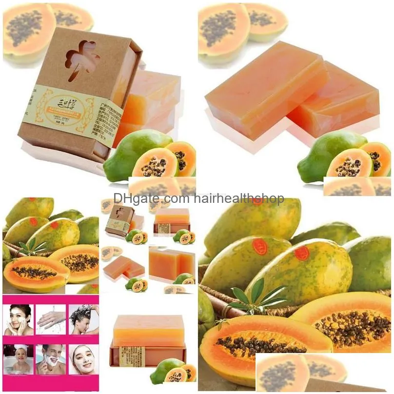 Handmade Soap Natural Organic Herbal Green Papaya Whitening Handmade Soap Lightening Skin Remove Acne Moisturizing Cleansing Bath Drop Dhas7