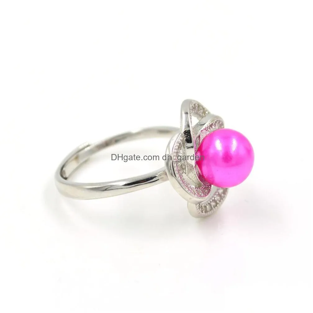 s925 sterling silver ring fittings wholesale sterling silver pearl ring mounts annular support adjustable exquisite sea spray