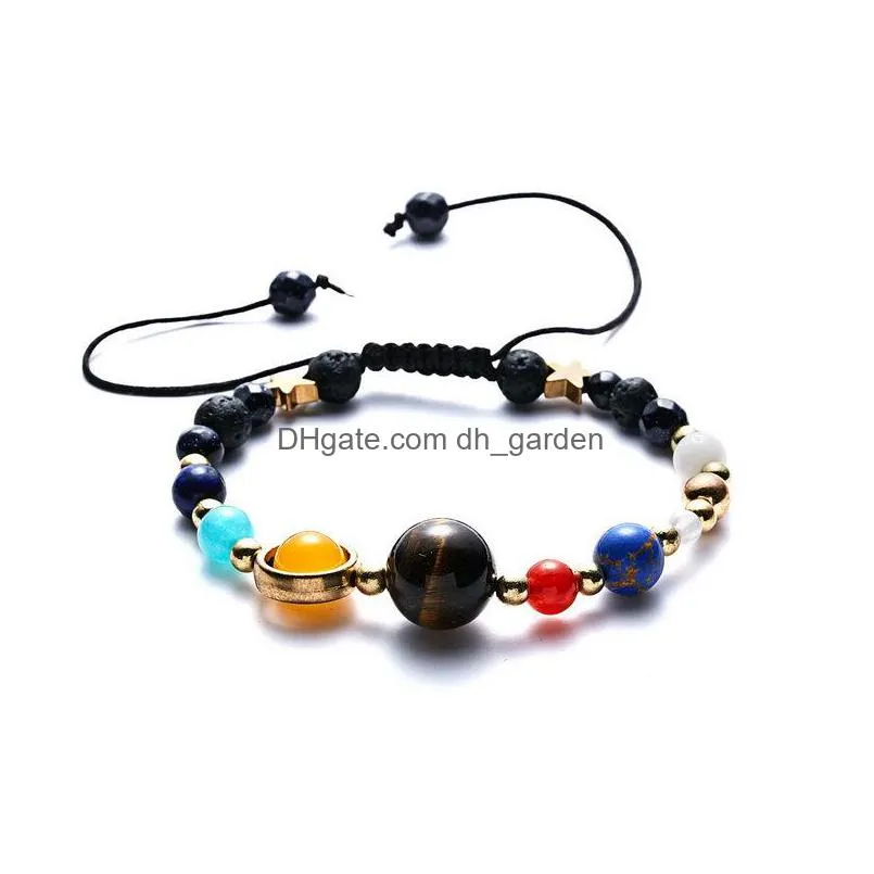 eight planets of the solar system natural stones lava stone strands woven bracelet fashion hand woven bracelets