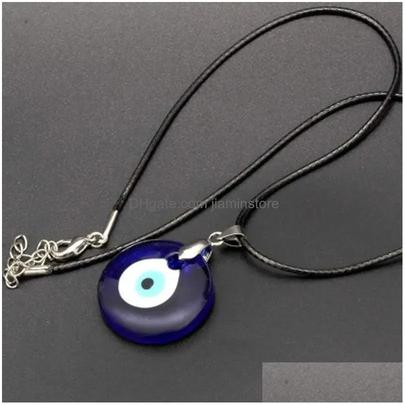 Pendant Necklaces Fashion 30Mm Evil Eye Pendants Necklaces For Women Men Turkey Blue Eyes Lucky Necklace Choker Jewelry Accessories Je Dhyyq